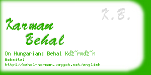 karman behal business card